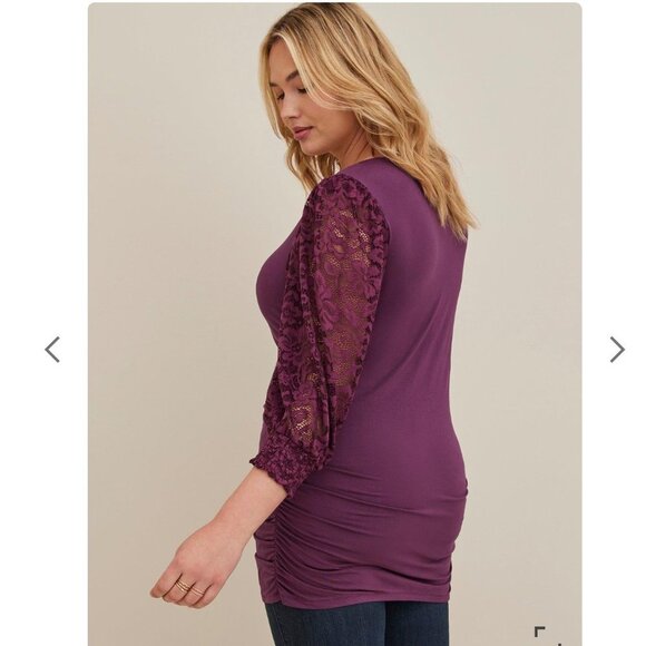 Nwot Torrid Lace V-Neck Ruched Front Long Sleeve Top dress 3 - Picture 3 of 13